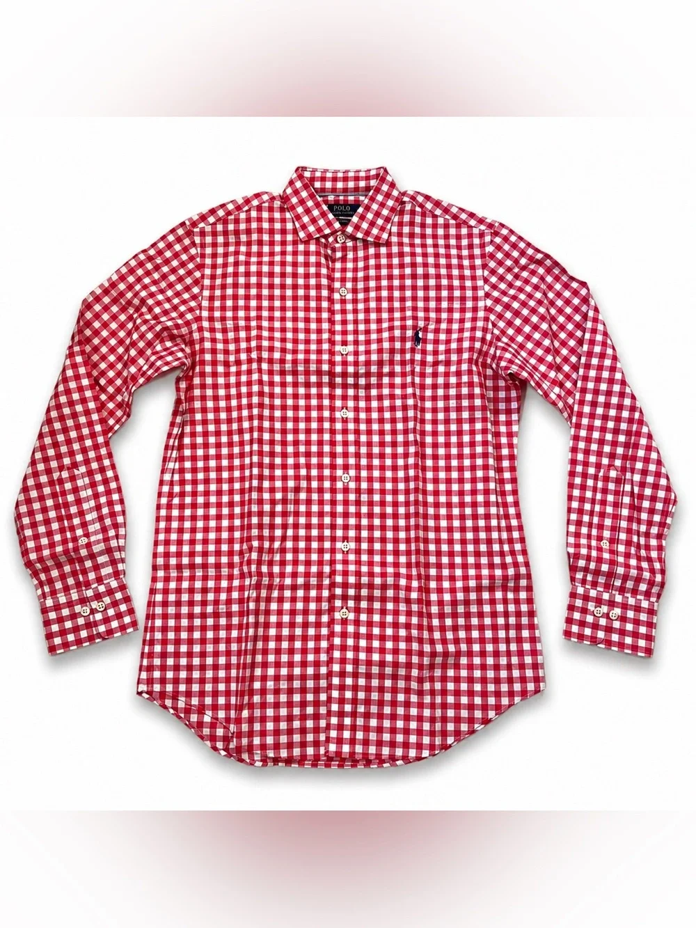 Polo by Ralph Lauren Red White Gingham Button- Shirt size S authentic genuine